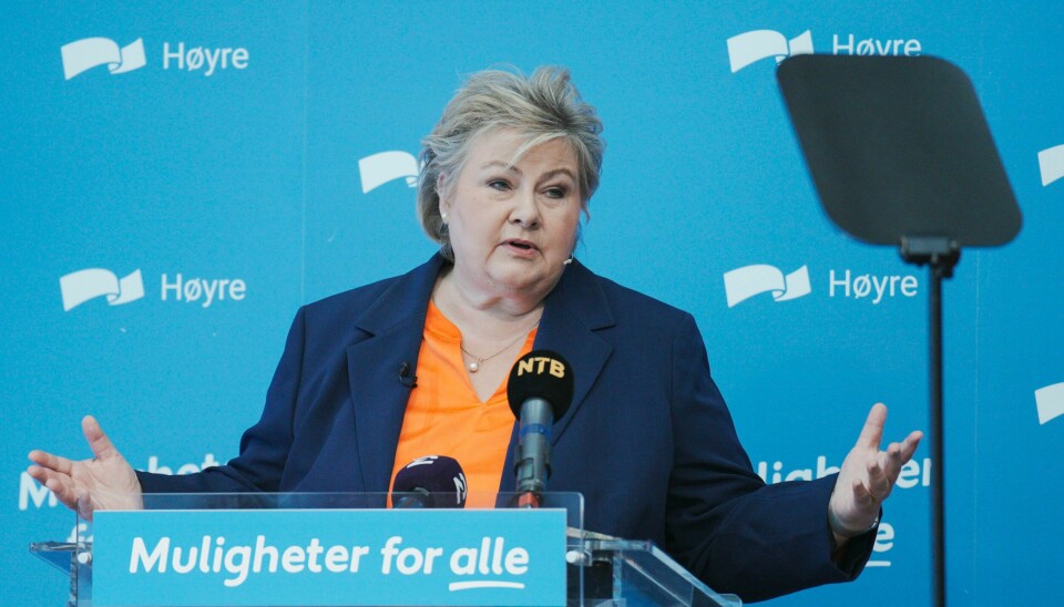 Erna Solberg taler til Høyres sentralstyre på Høyres hus i Oslo. Erna Solberg taler til Høyres sentralstyre på Høyres hus i Oslo. Foto: Stian Lysberg Solum / NTB