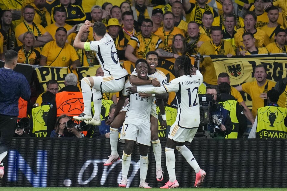 Vinicius Junior har scoret Real Madrids andre mål på Wembley og avgjort mesterligafinalen 2024. Vinicius Junior har scoret Real Madrids andre mål på Wembley og avgjort mesterligafinalen 2024.