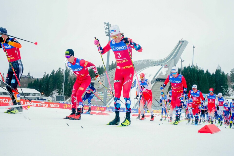 Johannes Høsflot Klæbo i aksjon på femmila i Holmenkollen tidligere i år Johannes Høsflot Klæbo i aksjon på femmila i Holmenkollen tidligere i år. Foto: Terje Pedersen / NTB