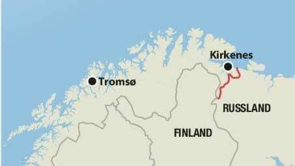 Kart over grensa mellom Norge og Russland. Kart over grensa mellom Norge og Russland.