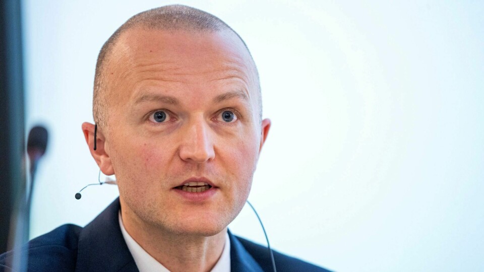 Forskningsleder Thomas von Brasch i Statistisk sentralbyrå. Oslo 20230908. Forsker Thomas von Brasch under presentasjonen med Statistisk sentralbyrå som publiserer prognoser for norsk og internasjonal økonomi fram mot 2026. (Konjunkturtendensene 2023/3).Foto: Emilie Holtet / NTB