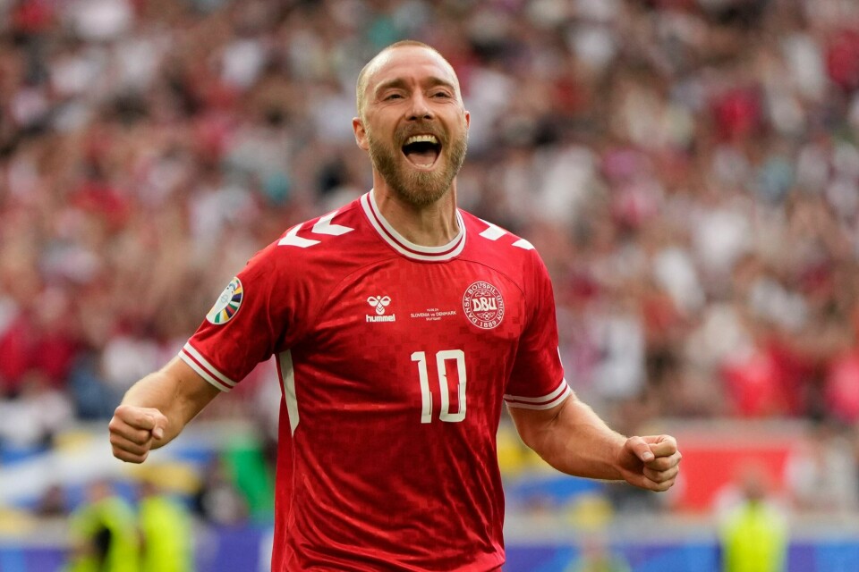 Christian Eriksen scoret mot Slovenia i EM søndag. Christian Eriksen scoret mot Slovenia i EM søndag. Foto: Matthias Schrader / AP / NTB