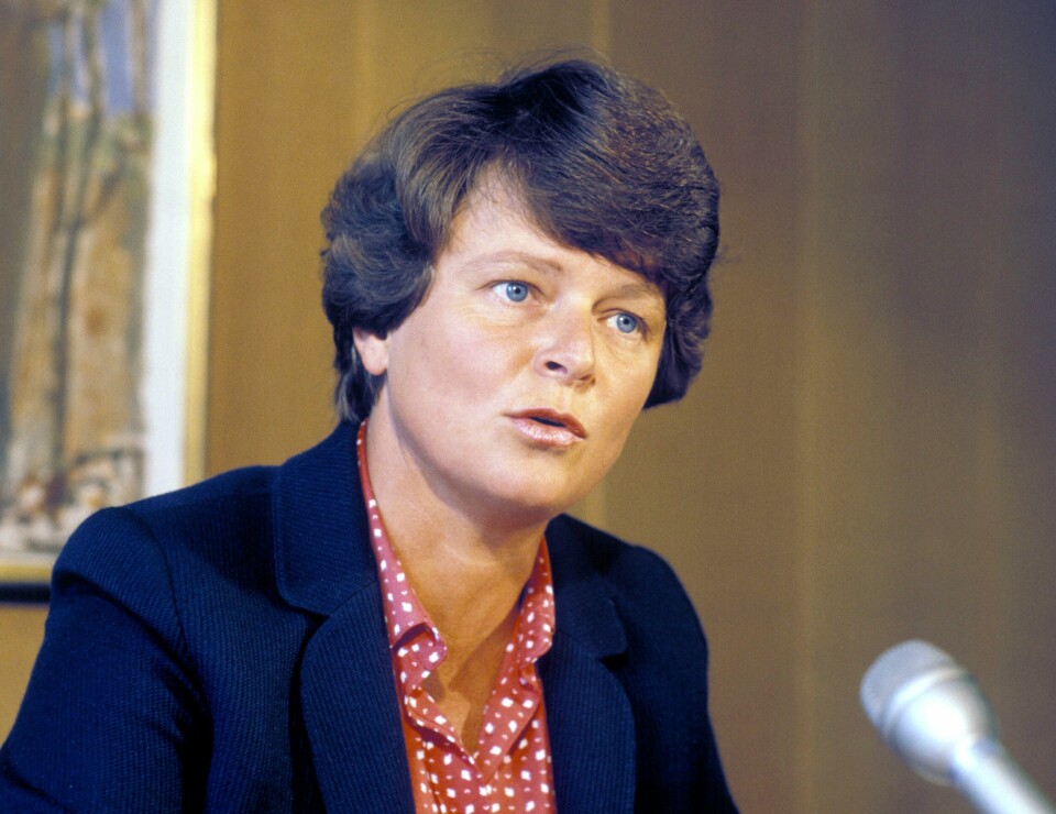 Statsminister Gro Harlem Brundtland fotografert på en pressekonferanse 15. juli 1981, samme året som Grodagen ble innført. Statsminister Gro Harlem Brundtland fotografert på en pressekonferanse 15. juli 1981, samme året som Grodagen ble innført.