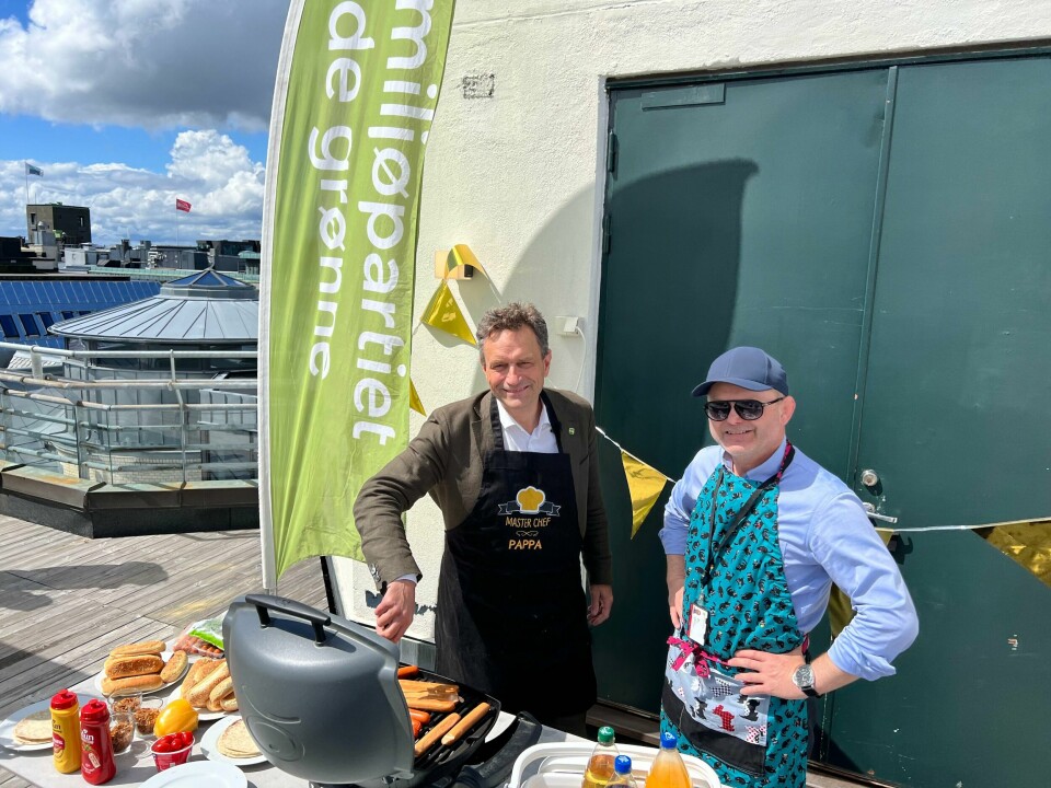 Leder i MDG, Arild Hermstad, står bak grillen før partiet holder sommerpressekonferanse om siste halvår. Arild Hermstad MDG