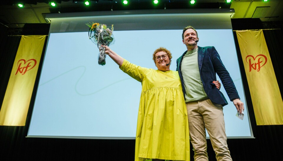 KrF-leder Olaug Bollestad og Dag-Inge Ulstein på KrFs landsmøte på Scandic Hamar ifjor. Nå kaster Ulstein inn håndkleet. .