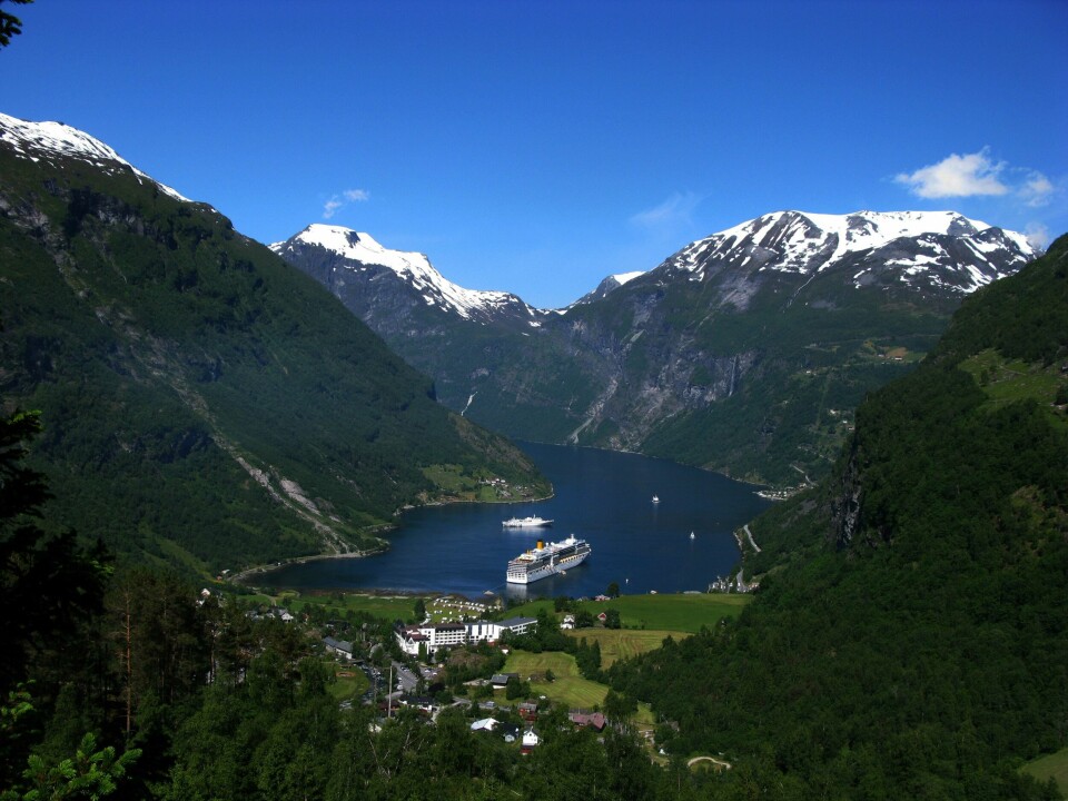Geiranger. Bryllupsfesten skal stå i naturskjønne Geiranger. Foto: Berit Keilen / NTB