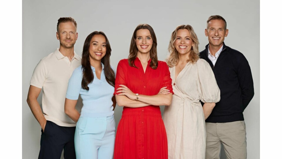 Warner Bros. Discovery topper sitt OL-lag med Jan Ove Kjøndal (fra venstre), Gita Simonsen, Susanne Furøy Wergeland, Carina Olset Hovda, Carsten Skjelbreid. OL