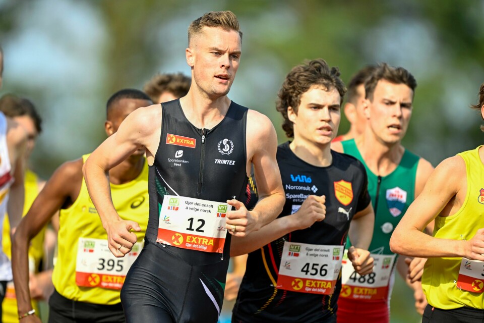 Filip Ingebrigtsen i aksjon i forsøket på 1500 meter i Sandnes torsdag. Filip Ingebrigtsen i aksjon i forsøket på 1500 meter i Sandnes torsdag.