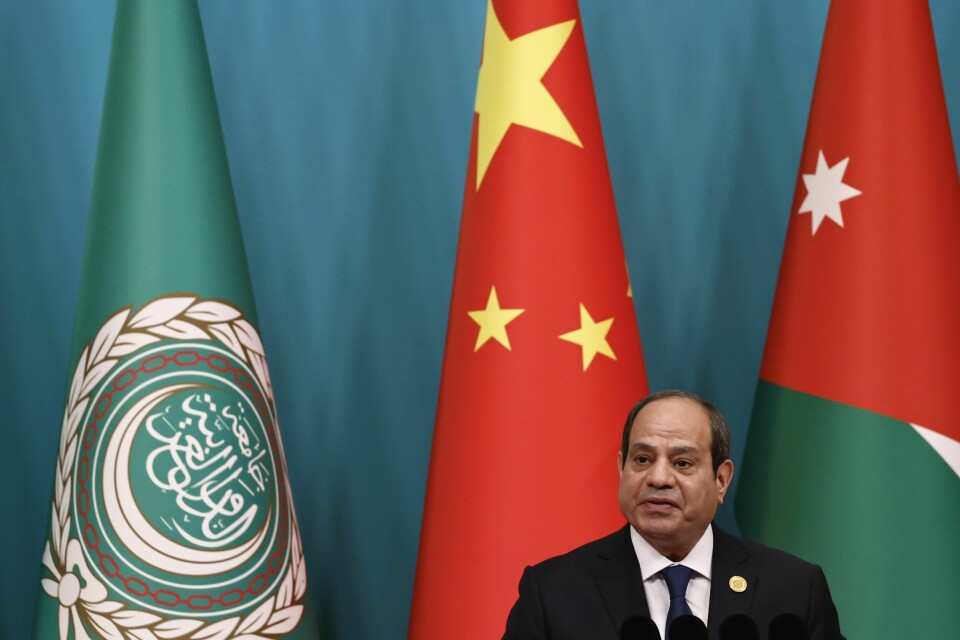 Egypts president Abdel Fattah el-Sisi, her under et ministermøte mellom Kina og arabiske land i mai i år. Egypts president Abdel Fattah el-Sisi, her under et ministermøte mellom Kina og arabiske land i mai i år. Foto: Tingshu Wang / Pool Photo via AP / NTB