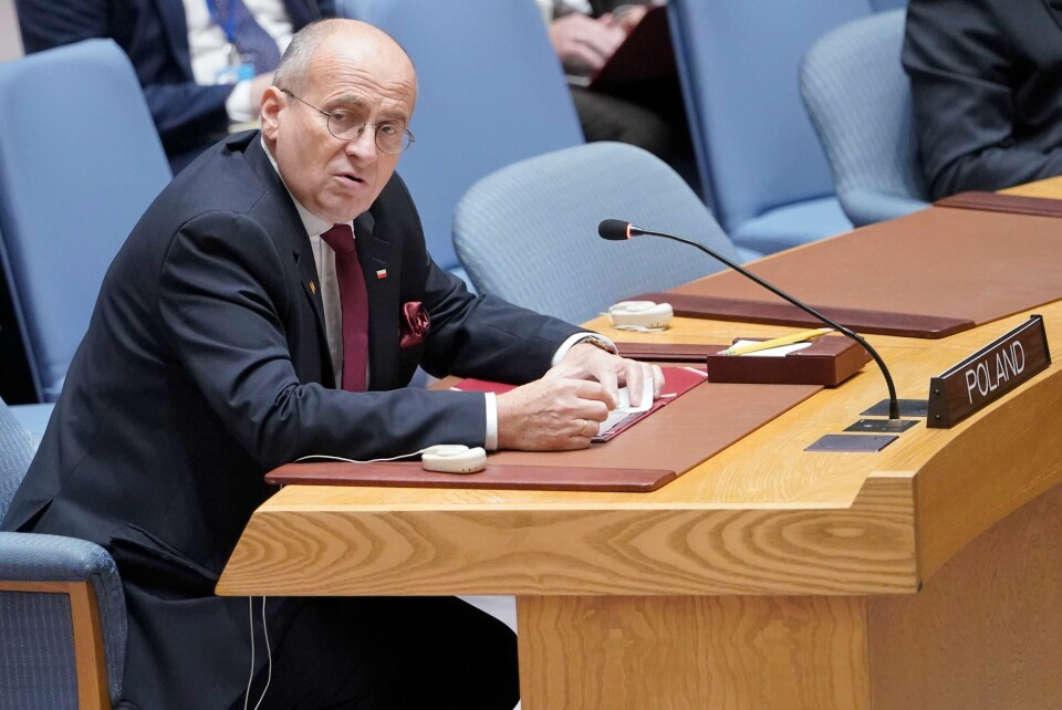 Polens utenriksminister Zbigniew Rau ønsker at Tyskland må betale langt mer erstning enn de har gjort før for ødeleggelsene nazistene gjorde under andre verdenskrig. (AP Photo/Mary Altaffer) Poland's Foreign Minister Zbigniew Rau speaks during a high level Security Council meeting on the situation in Ukraine, Thursday, Sept. 22, 2022, at United Nations headquarters. (AP Photo/Mary Altaffer)
