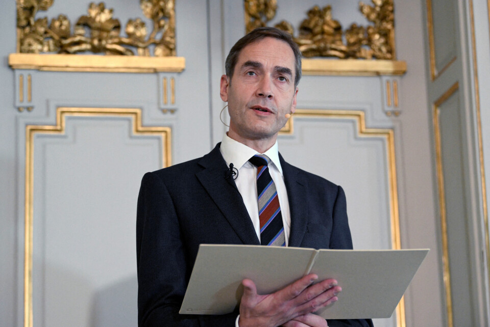 Det Svenske Akademiets såkalte sekretær, Mats Malm kunngjør årets vinner av Nobelprisen i litteratur. Mats Malm
