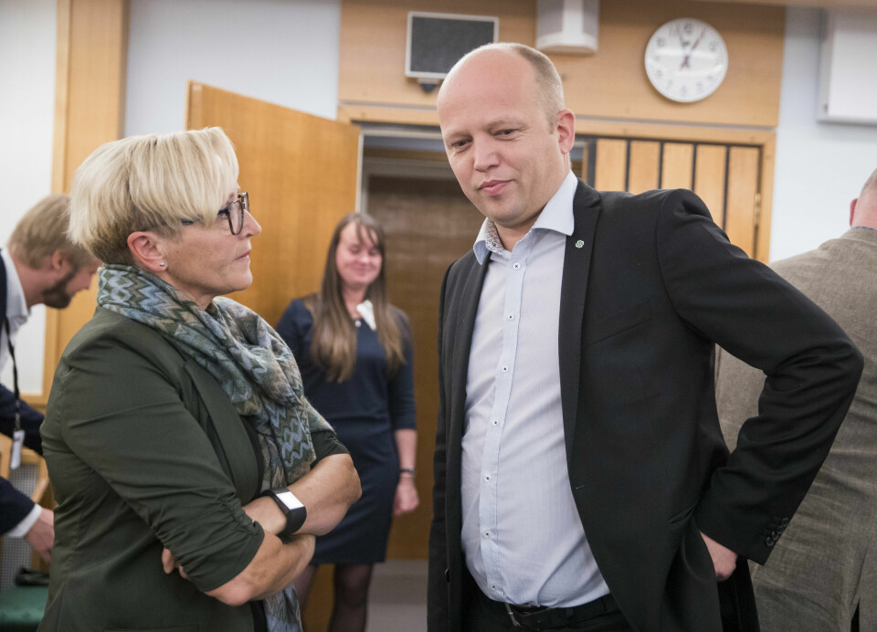 Stortingsgruppa til Senterpartiet møtes for første gang. Trygve Slagsvold Vedum og Liv Signe Navarsete i samtale. Oslo 20170914_ Stortingsgruppa til Senterpartiet møtes for første gang. Trygve Slagsvold Vedum og Liv Signe Navarsete i samtale.