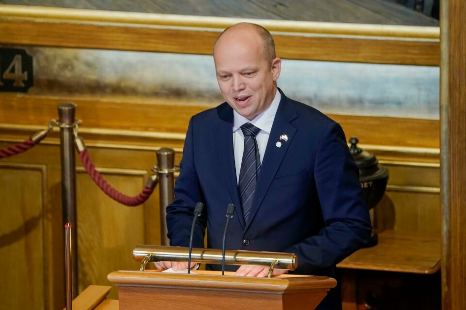 Finansminister Trygve Slagsvold Vedum (Sp) la fram et omfordelende statsbudsjettet for 2023. Finansminister Trygve Slagsvold Vedum (Sp) la fram et omfordelende statsbudsjettet for 2023.