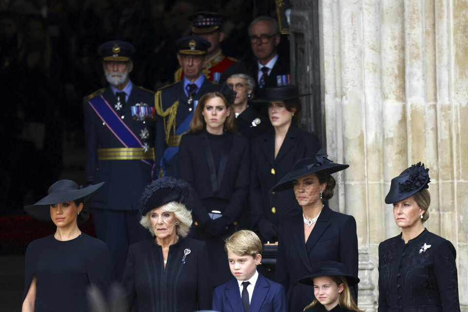Familien samlet under dronning Elizabeths begravelse nylig. Familien samlet under dronning Elizabeths begravelse nylig.