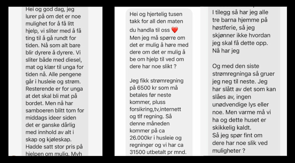 Mange er fortvilte og ser det som siste mulighet å be organisasjonen om hjelp. Foreldre sender ofte meldinger midt på natten. Mange er fortvilte og ser det som siste mulighet å be organisasjonen om hjelp. Foreldre sender ofte meldinger midt på natten.
