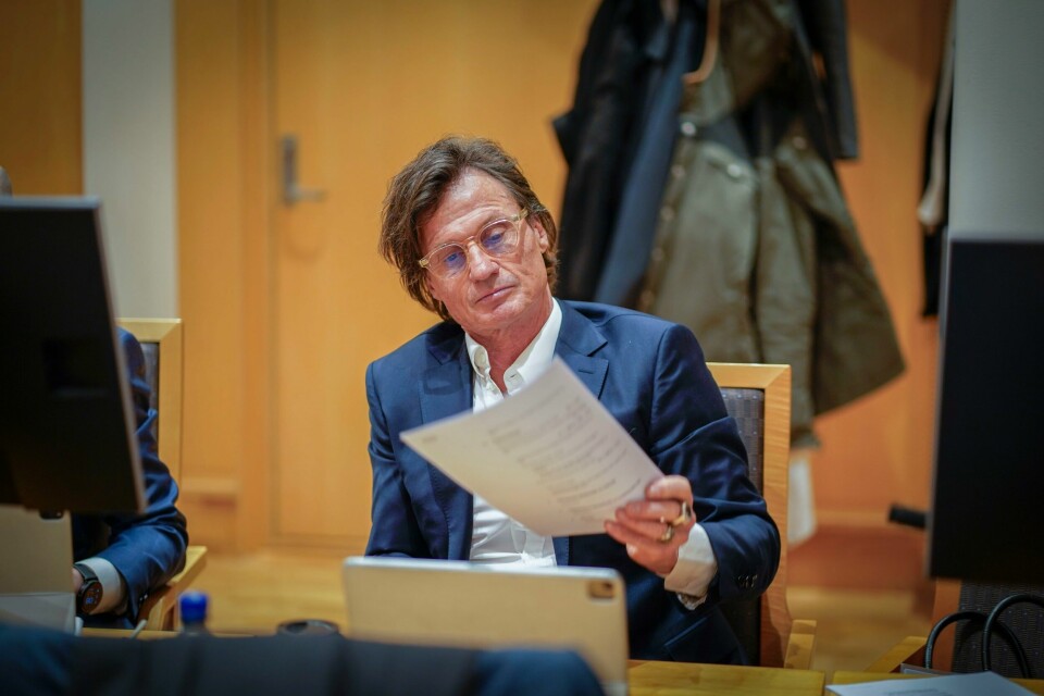 Petter Stordalen i Oslo tingrett tidligere denne måneden. Hotellmilliardær Petter Stordalen i Oslo tingrett, Staten mener han har unndratt flere hundre millioner i skatt. Petter Stordalen selv bestrider kravet. Foto: Heiko Junge / NTB