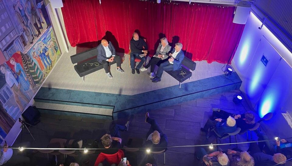 Trond Giske var overalt under Nidaros sosialdemokratiske forums festival i helga. Her er han omgitt av tidligere statsråd Bjarne Håkon Hanssen, stortingsrepresentant May Britt Lagesen og fiskeriminister Bjørnar Skjæran.