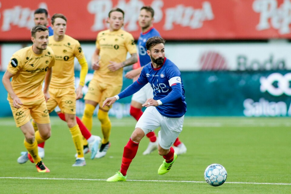 Den tidligere VIF-kapteinen Magnus Lekven legger opp etter de to gjenværende Odd-kampene denne sesongen er ferdigspilt. Bodø 20190826.Vifs Magnus Lekven under eliteseriekampen i fotball mellom Bodø/Glimt og Vålerenga på Aspmyra stadion mandag kveld.Foto: Mats Torbergsen / NTB scanpix