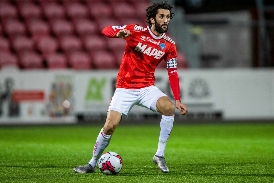 Kongsvingers Adem Güven er videre i kvalifiseringen til eliteserien i fotball etter 1-0 borte mot Sandnes Ulf. Güven ble skadet og måtte forlata banen. Bildet er fra en tidligere kamp.
