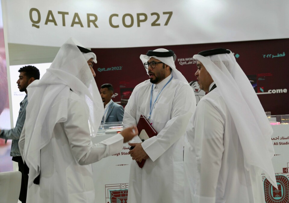 Qatar hadde en delegasjon under klimatoppmøtet COP27 i Egypt sist uke. Qatar hadde en delegasjon under klimatoppmøtet COP27 i Egypt sist uke. Foto: Thomas Hartwell / AP / NTB