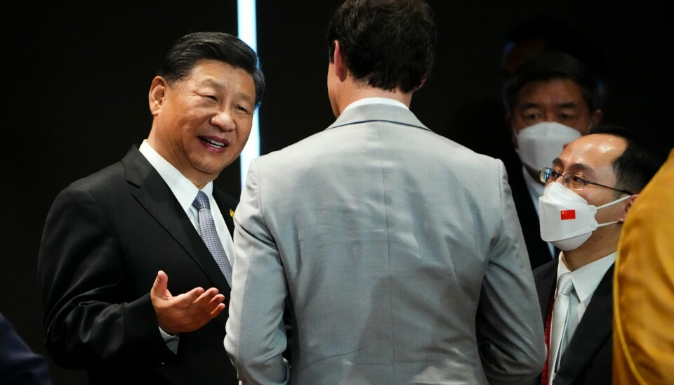 Kinas president Xi Jinping snakker med Canadas statsminister Justin Trudeau. Kinas president Xi Jinping snakker med Canadas statsminister Justin Trudeau. Foto: Sean Kilpatrick / The Canadian Press / AP / NTB