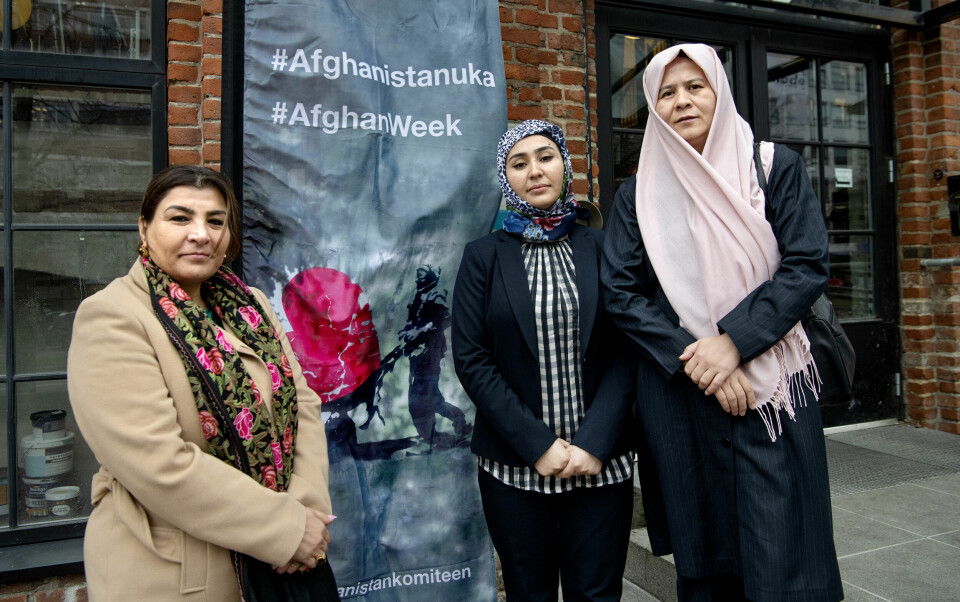 Fra venstre: Horia Mosadiq, Nazifa Jalali og Shah Gul Rezaie. Deltakere fra Afghanistan på Afghanistanuka. Prio.