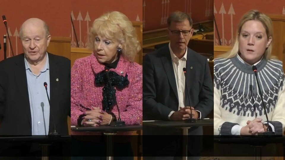 Debatt og refleksjon i Oslo bystyre, her representert ved Odd Einar Dørum (Venstre), Elin Horn Galtung (Høyre), helsebyråd Robert Steen (Arbeiderpartiet) og Aina Stenersen (Frp) debatt i bystyresalen