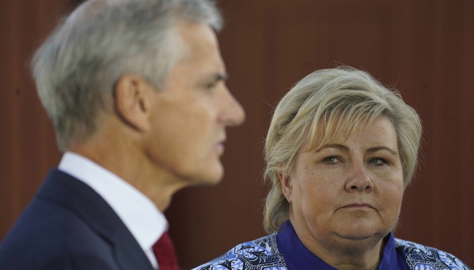 Jonas Gahr Støre og Erna Solberg. Velferdsstaten hviler i deres hender. .