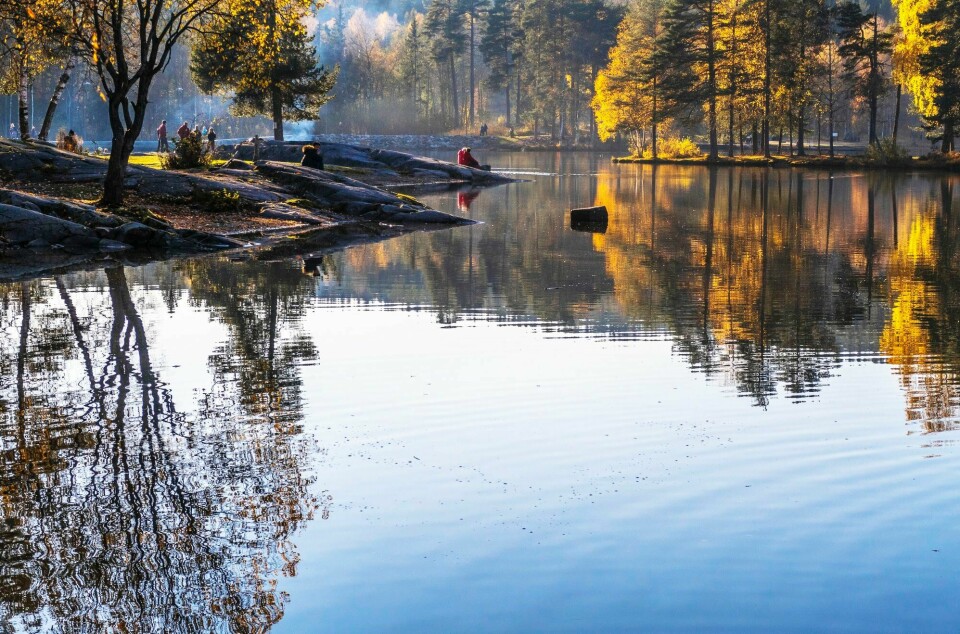 Tilgang på natur er et stort helsegode. Det er godt dokumentert at friluftsliv bygger helse og livskvalitet, skriver artikkelforfatterne. Bildet er fra Sognsvann i Nordmarka. Sognsvann