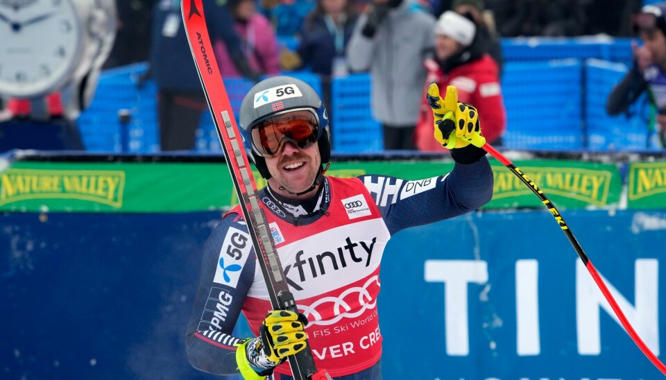 Aleksander Aamodt Kilde i målområdet etter å ha kjørt ned til ledelse i utforrennet i Beaver Creek. Aleksander Aamodt Kilde i målområdet etter å ha kjørt ned til ledelse i utforrennet i Beaver Creek. Foto: Robert F. Bukaty / AP / NTB