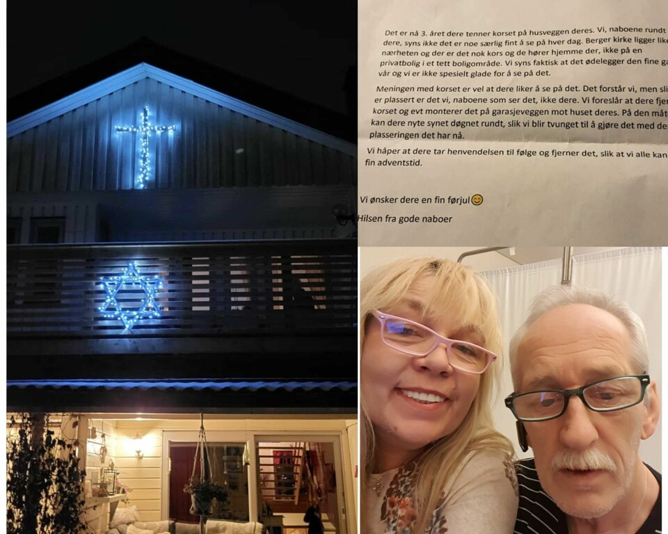 Oddvar og May Britt Weierud kommer ikke til å slå av lyset på korset. Oddvar og May Britt Weierud