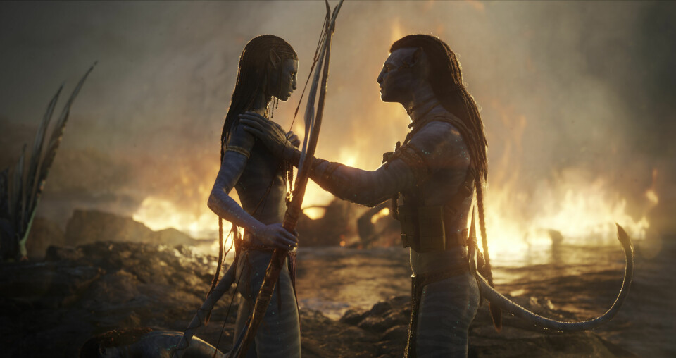 Fra «Avatar: The Way Of Water», her Neytiri og Jake Sully. «Avatar: The Way Of The Water»