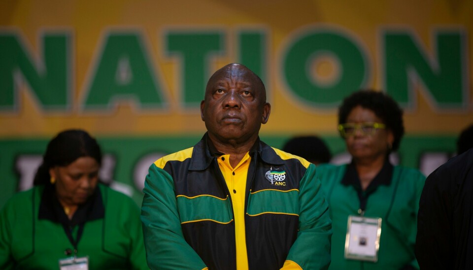 Cyril Ramaphosa da landsmøtet i Johannesburg ble åpnet fredag. Cyril Ramaphosa da landsmøtet i Johannesburg ble åpnet fredag. Foto: Denis Farrell / AP / NTB
