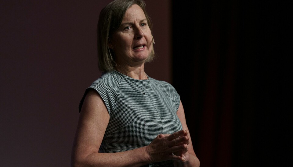 Direktør i DSB, Elisabeth Aarsæther, sier direktoratet ønsker å forsterke rådet om beredskapslager til sju dager i stedet for kun tre. Her fra Samfunnssikkerhetskonferansen i Oslo mandag. Direktør i DSB, Elisabeth Aarsæther, varslar at direktoratet vil forsterke rådet om beredskapslager til sju dagar i staden for tre. Her frå Samfunnstryggleikskonferansen i Oslo måndag. Foto: Cornelius Poppe / NTB / NPK