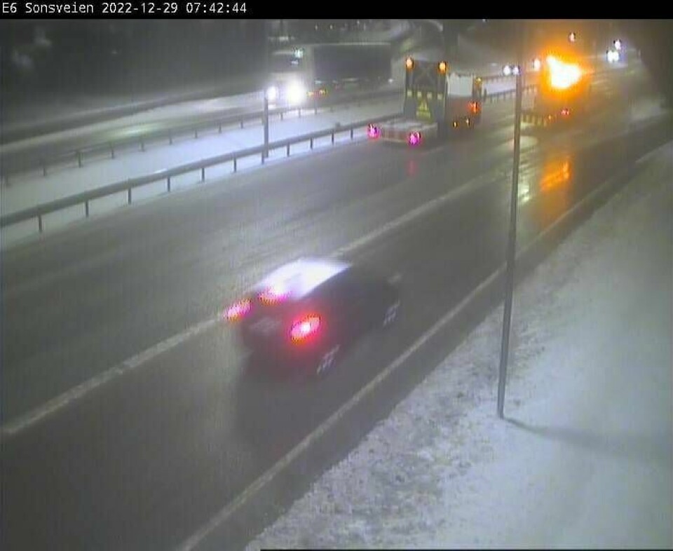E6 ved Kambo i Viken ble stengt på grunn av opprydning etter trafikkuhell. E6 ved Kambo i Viken er stengt på grunn av opprydning etter trafikkuhell. Foto: Statens vegvesen webkamera / NTB