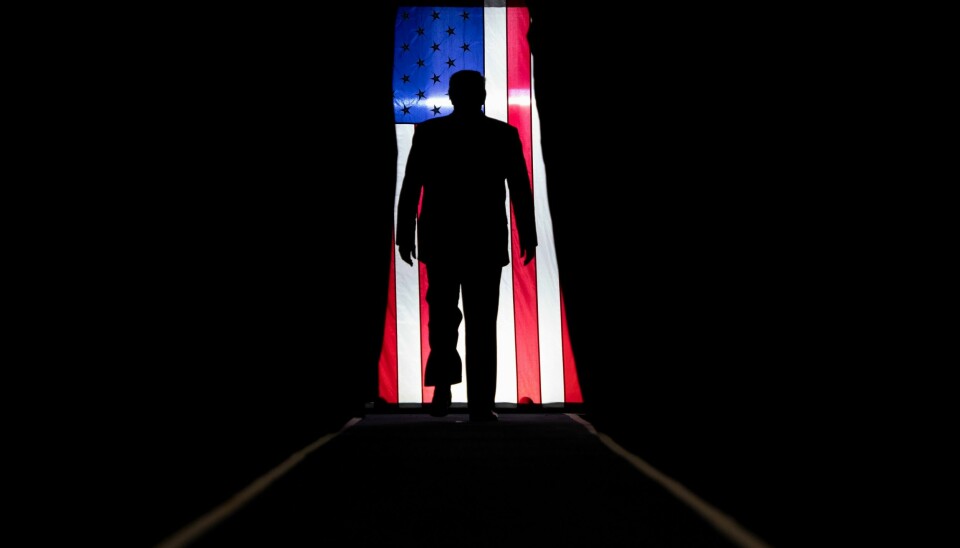 Donald Trump fotografert i det han ankommer et folkemøte 11. oktober 2019 i Lake Charles i Louisiana. x