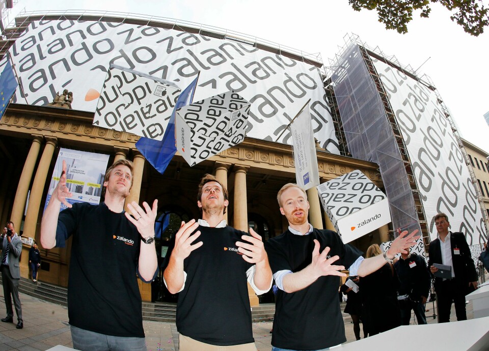 De tre direktørene for den online nettbutikken Zalando, David Schneider, Robert Gentz and Rubin Ritter. .