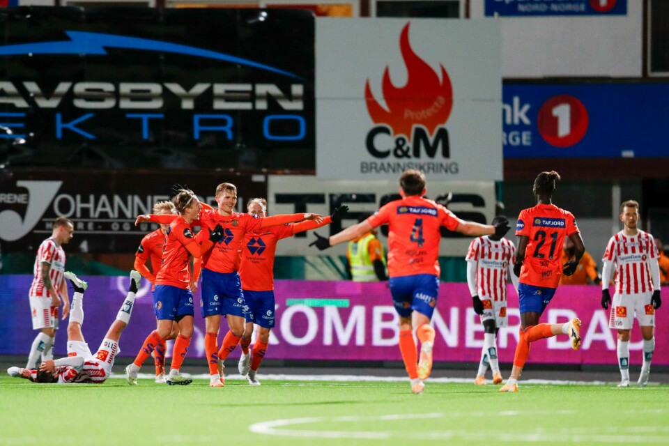 Aalesunds Håkon Hammer ble matchvinner med sin 2-1-scoring borte mot Tromsø. Aalesunds Håkon Hammer ble matchvinner med sin 2-1-scoring borte mot Tromsø. Foto: Rune Stoltz Bertinussen / NTB