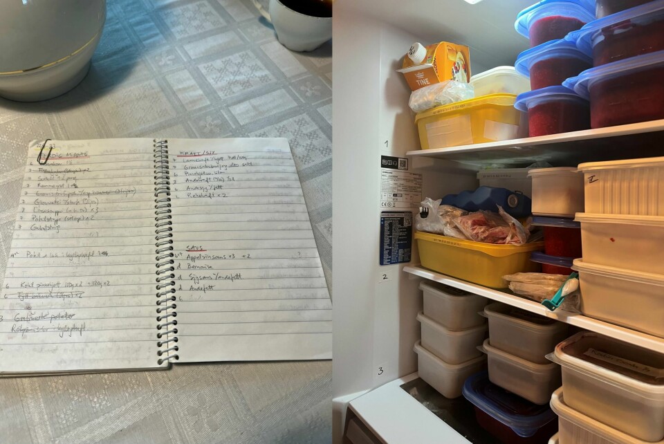 En frysebok og nummererte hyller i frysa gjør at Erika Nesten til enhver tid har oversikt over hva hun har til rådighet. En frysebok og nummererte hyller i frysa gjør at Erika Nesten til enhver tid har oversikt over hva hun har til rådighet.