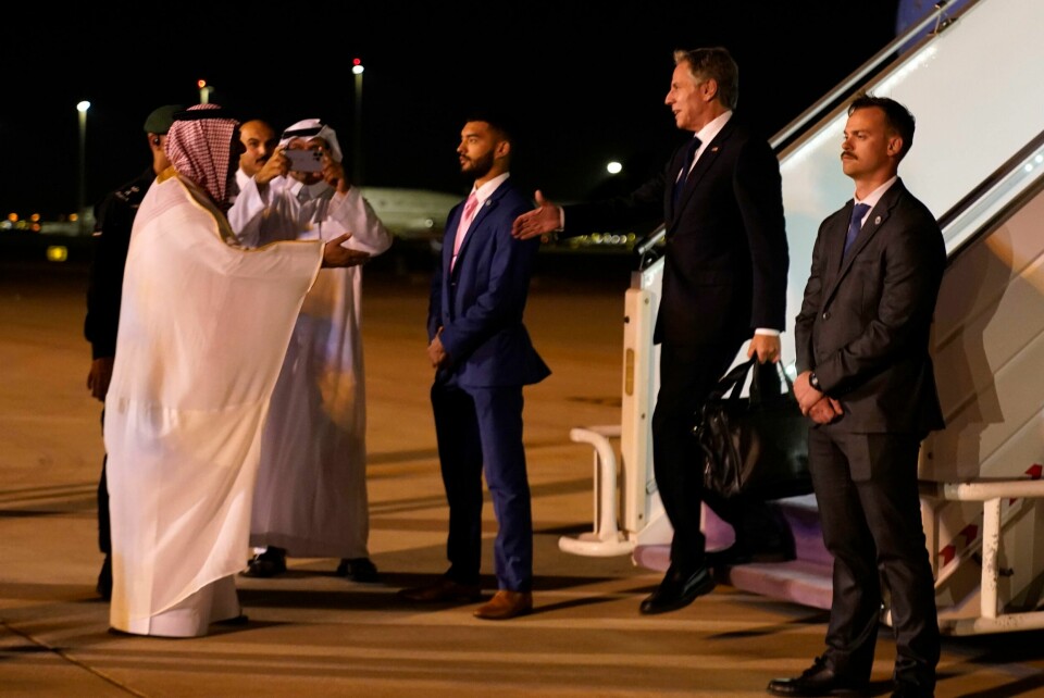 USAs utenriksminister Antony Blinken i den saudiarabiske hovedstaden Riyadh fredag. USAs utenriksminister Antony Blinken i den saudiarabiske hovedstaden Riyadh fredag. Foto: Jacquelyn Martin / AP / NTB
