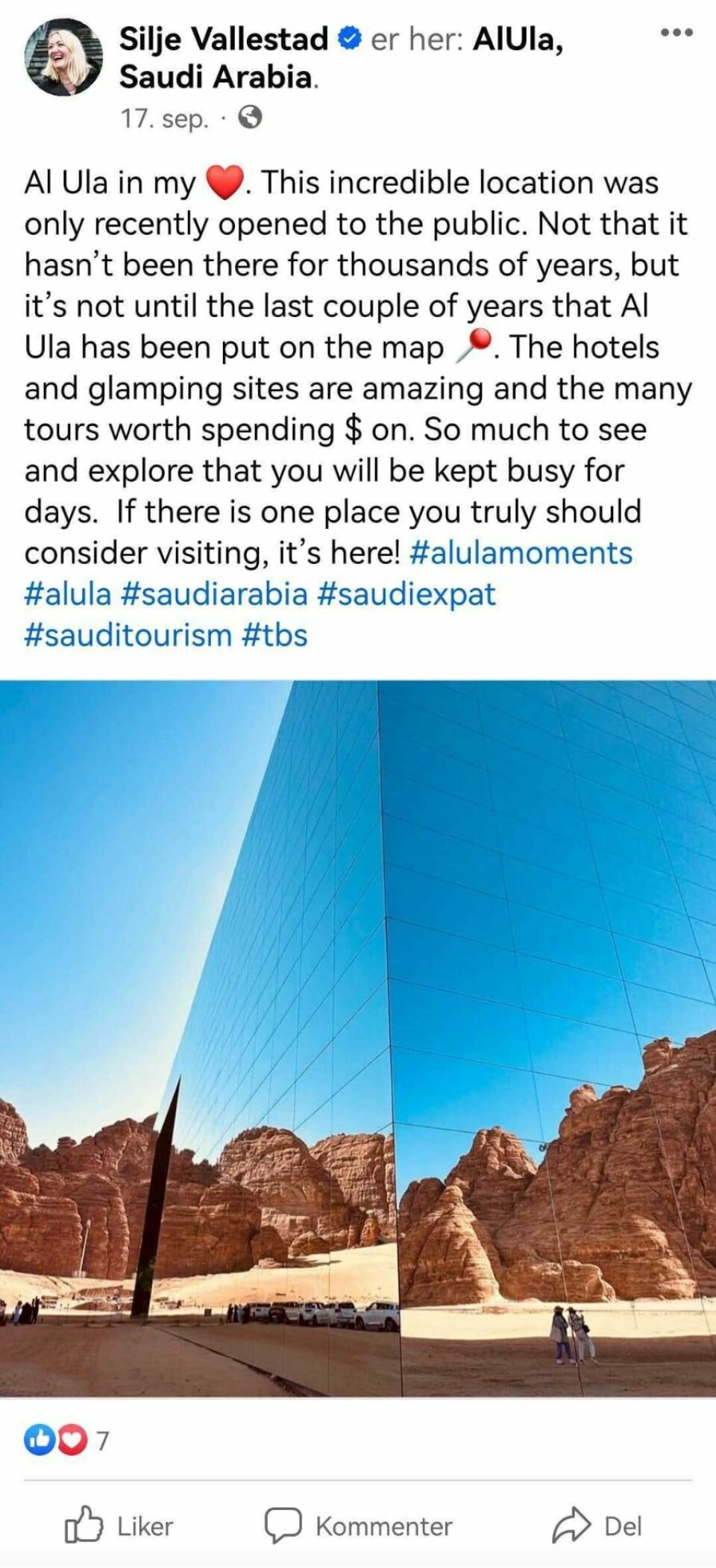 Vallestad har lagt ut flere innlegg fra turistdestinasjonen Al Ula. Vallestad har lagt ut flere innlegg fra turistdestinasjonen Al Ula.