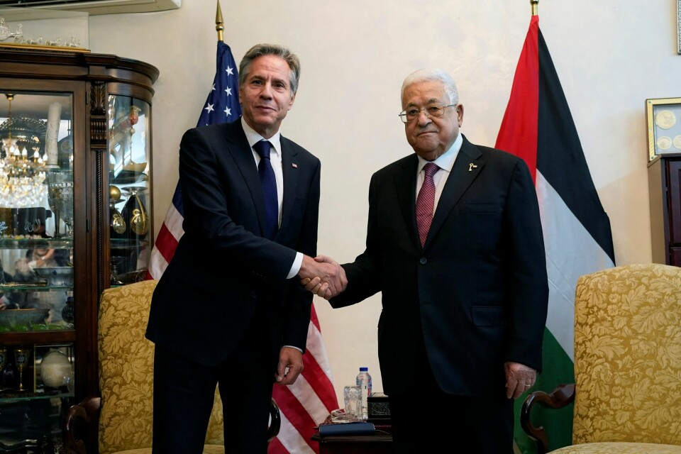USAs utenriksminister Antony Blinken møtte palestinernes president Mahmoud Abbas i Jordan fredag. USAs utenriksminister Antony Blinken møtte palestinernes president Mahmoud Abbas i Jordan fredag.