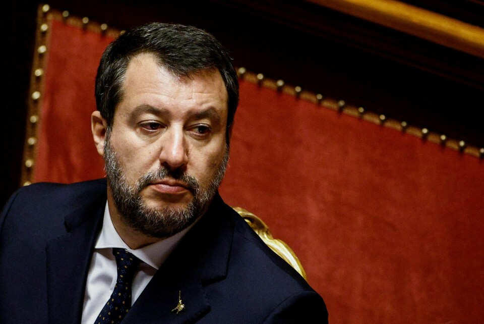 Matteo Salvini fyrer løs mot Frankrikes president. FILE PHOTO: Italy's Infrastructure Minister Matteo Salvini attends the upper house of parliament ahead of a confidence vote for the new government, in Rome, Italy, October 26, 2022. REUTERS/Guglielmo Mangiapane/File Photo