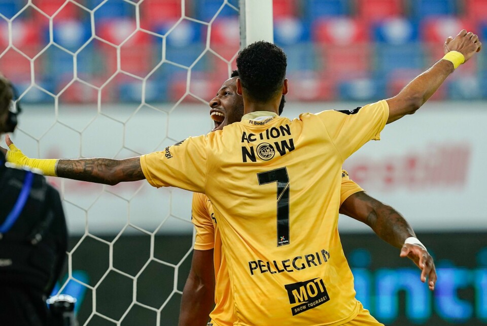Amahl Pellegrino noterte seg med fire målgivende mot Sandefjord. Foto: Terje Bendiksby / NTB Amahl Pellegrino noterte seg med fire målgivende mot Sandefjord. Foto: Terje Bendiksby / NTB