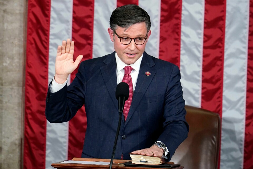 Mike Johnson fra Louisiana ble onsdag tatt i ed som ny leder for Representantenes hus. Foto: Alex Brandon / AP / NTB Mike Johnson fra Louisiana ble onsdag tatt i ed som ny leder for Representantenes hus. Foto: Alex Brandon / AP / NTB