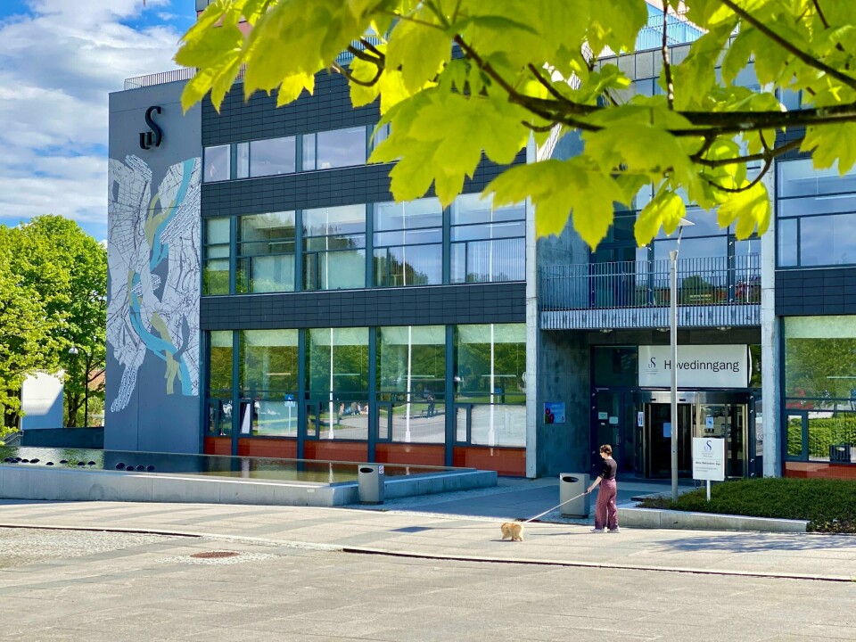 Det er flere rest-studieplasser på UiS som det er mulig å søke på. Bilde av et bygg på UiS. Noen blader henger foran.