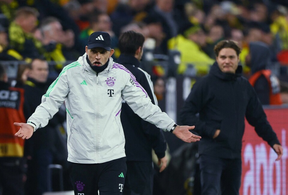 Bayern-trener Thomas Tuchel i aksjon. Bayern-trener Thomas Tuchel i aksjon.