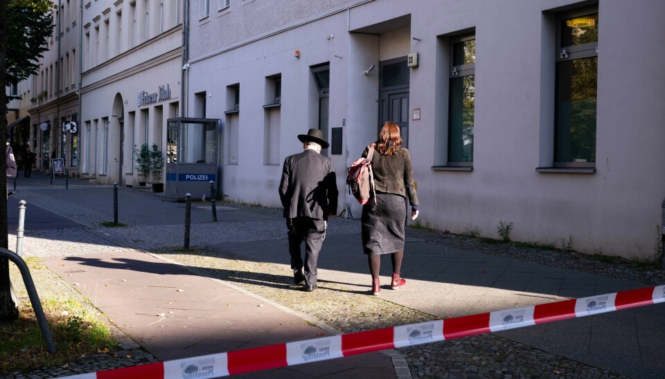 Denne synagogen i sentrum av Berlin ble utsatt for et brannbombeangrep i oktober. Denne synagogen i sentrum av Berlin ble utsatt for et brannbombeangrep i oktober. Foto: Markus Schreiber / AP / NTB