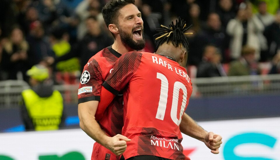 Olivier Giroud jubler etter å ha tatt Milan i ledelsen mot PSG i mesterligaen. Olivier Giroud jubler etter å ha tatt Milan i ledelsen mot PSG i mesterligaen. Foto: Luca Bruno / AP / NTB
