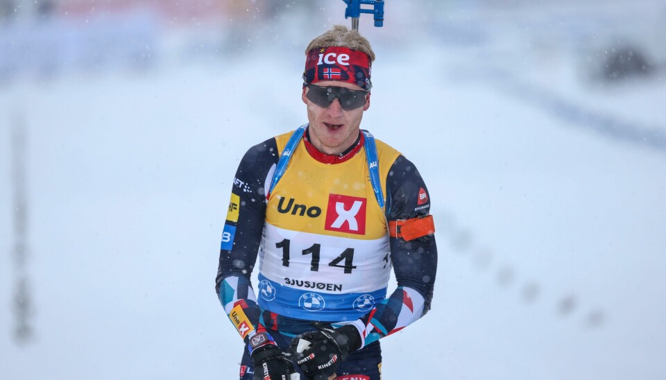 Johannes Thingnes Bø gikk fellesstart i skiskyting på Sjusjøen søndag. Johannes Thingnes Bø gikk fellesstart i skiskyting på Sjusjøen søndag. Foto: Geir Olsen / NTB